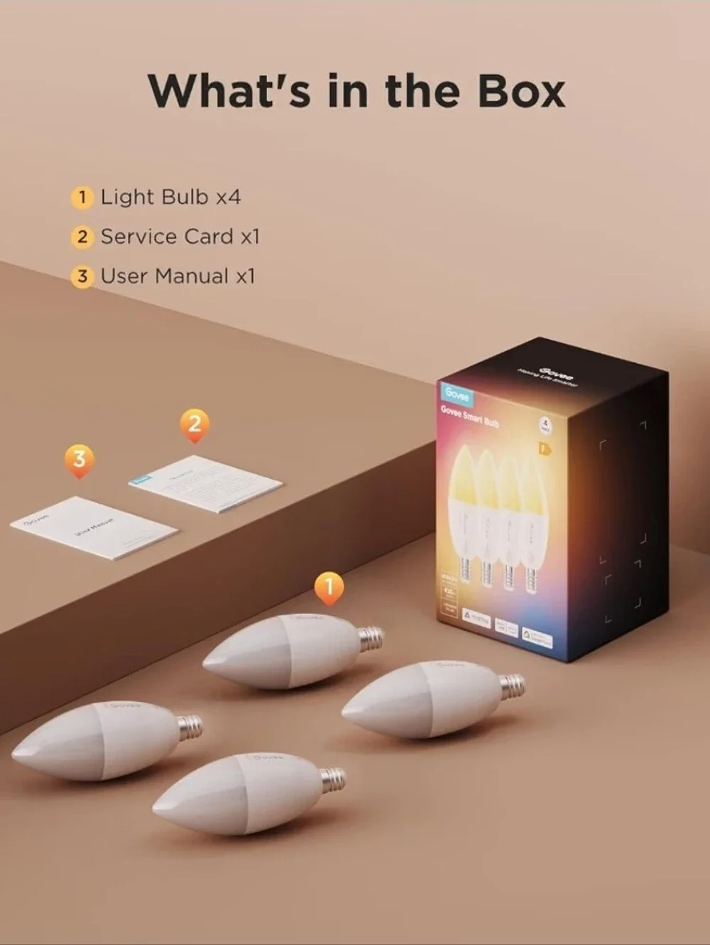 Govee E12 Led Bulb, Color Changing Candelabra Bulbs 450 LM, 80 CRI, 4 Pack